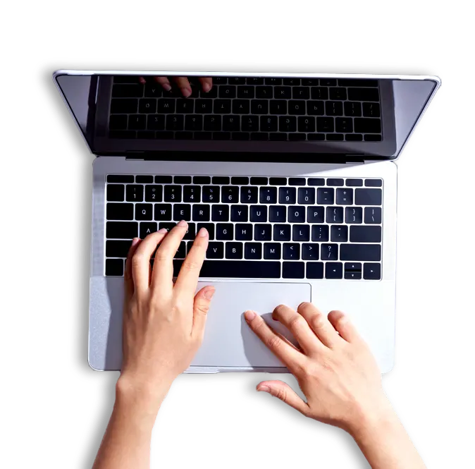 Laptop mit Händen